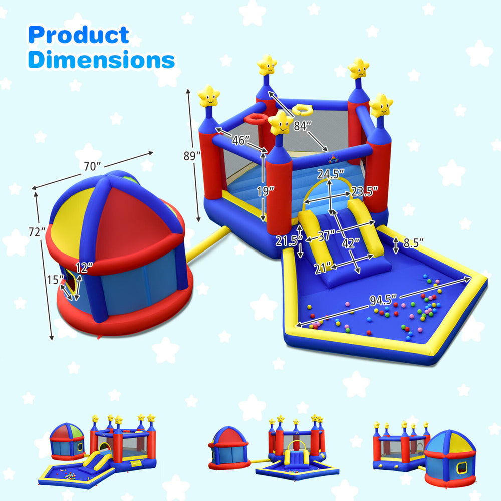 Kids Inflatable Bouncy Castle w/Slide Large Jumping Area Playhouse and 735W Blower Image 2