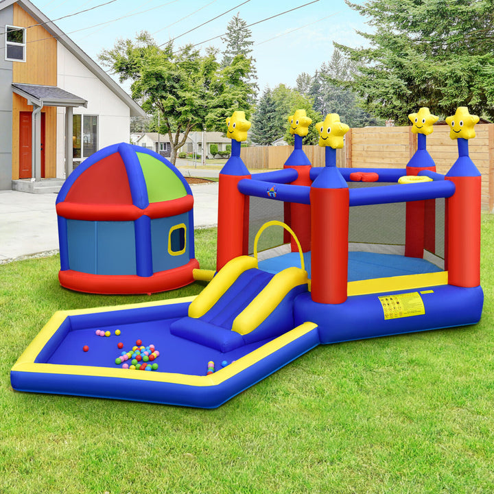 Kids Inflatable Bouncy Castle w/Slide Large Jumping Area Playhouse and 735W Blower Image 3