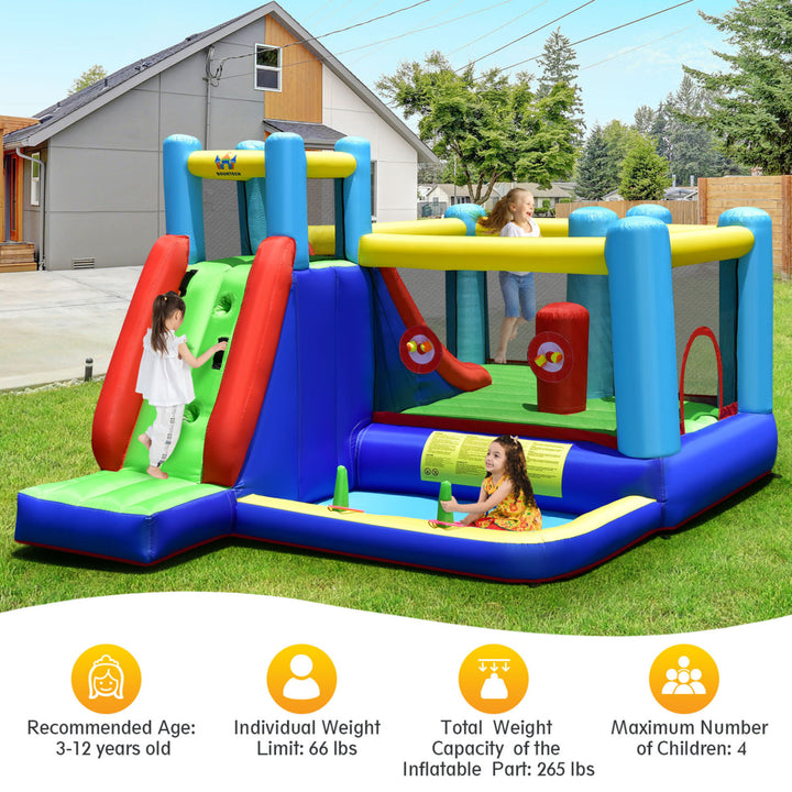 8-in-1 Kids Inflatable Bounce House Bouncy Castle Indoor Outdoor Without Blower Image 8