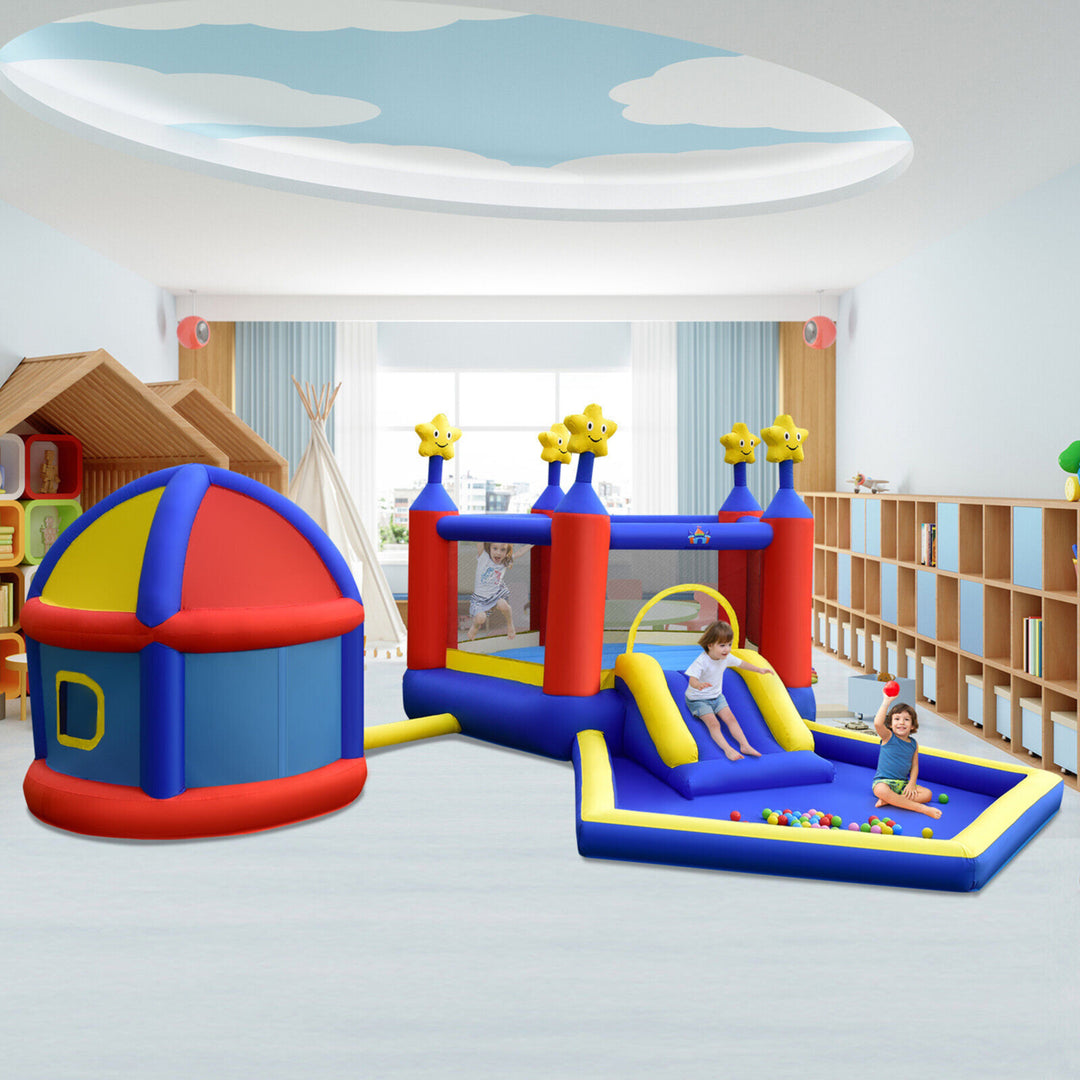 Kids Inflatable Bouncy Castle w/Slide Large Jumping Area Playhouse and 735W Blower Image 4