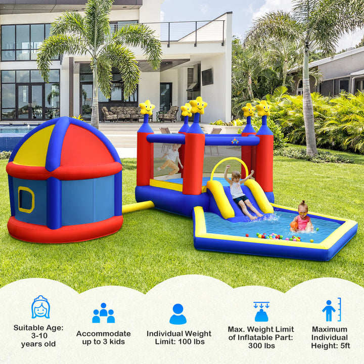 Kids Inflatable Bouncy Castle w/Slide Large Jumping Area Playhouse and 735W Blower Image 4