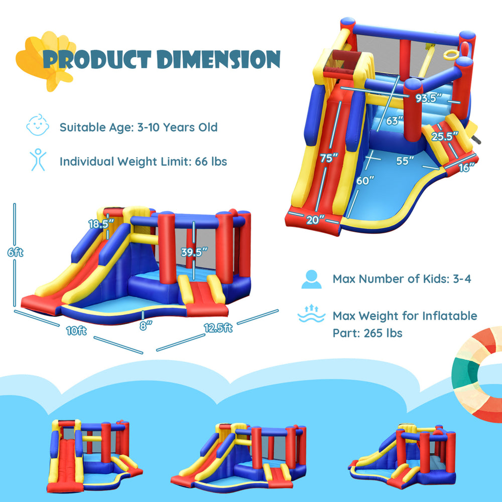 Inflatable Water Slide Bounce House Bouncing Castle w/ 480W Blower Image 2