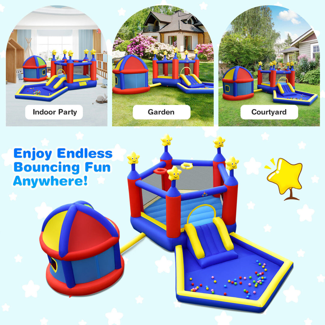 Kids Inflatable Bouncy Castle w/Slide Large Jumping Area Playhouse and 735W Blower Image 7