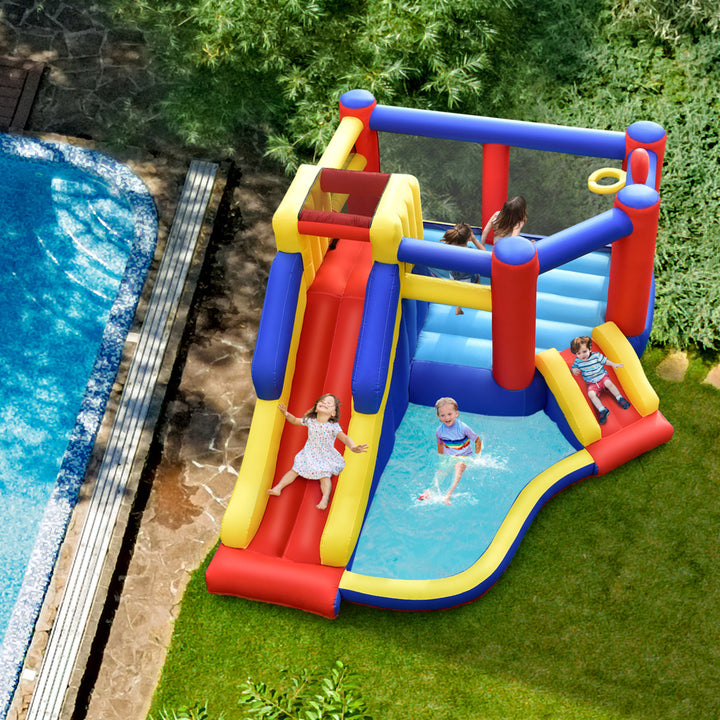 Inflatable Water Slide Bounce House Bouncing Castle w/ 480W Blower Image 4