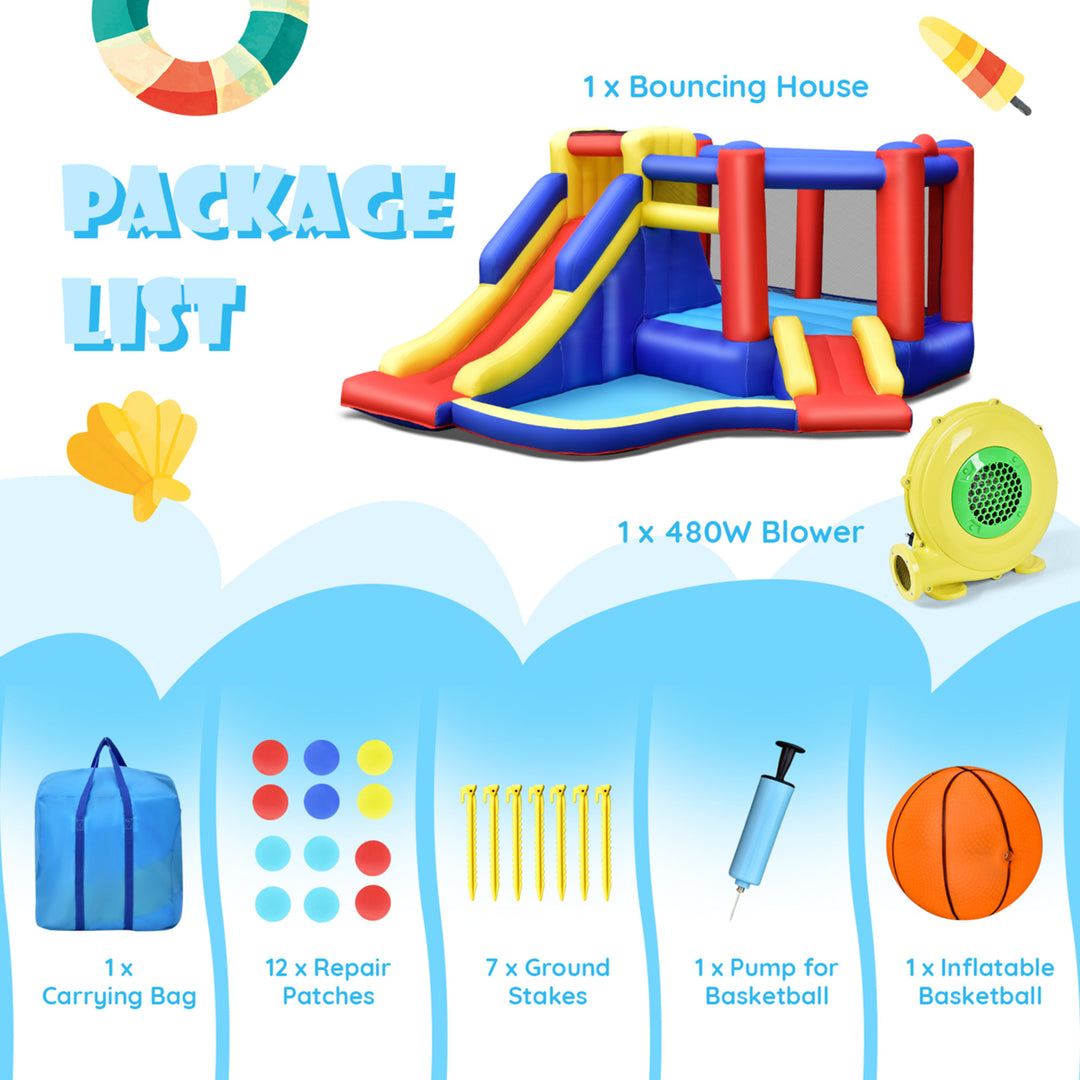 Inflatable Water Slide Bounce House Bouncing Castle w/ 480W Blower Image 4