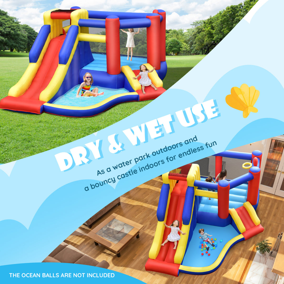 Inflatable Water Slide Bounce House Bouncing Castle w/ 480W Blower Image 8