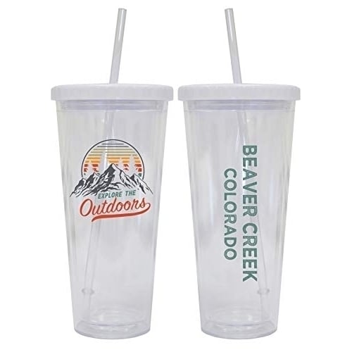 Beaver Creek Colorado Camping 24 oz Reusable Plastic Straw Tumbler w/Lid and Straw Image 1