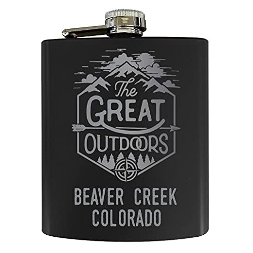 Beaver Creek Colorado Laser Engraved Explore the Outdoors Souvenir 7 oz Stainless Steel 7 oz Flask Black Image 1
