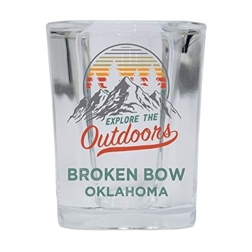 Broken Bow Oklahoma Explore the Outdoors Souvenir 2 Ounce Square Base Liquor Shot Glass Image 1