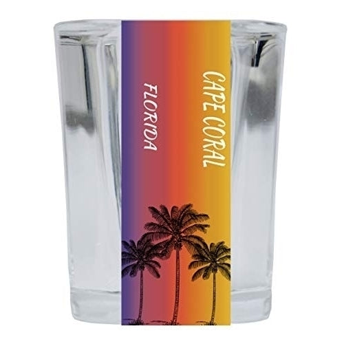 Cape Coral Florida 2 Ounce Square Shot Glass Palm Tree Design 4-Pack Image 1