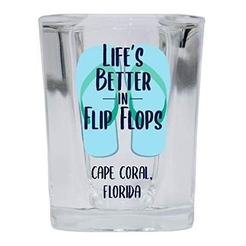 Cape Coral Florida Souvenir 2 Ounce Square Shot Glass Flip Flop Design Image 1