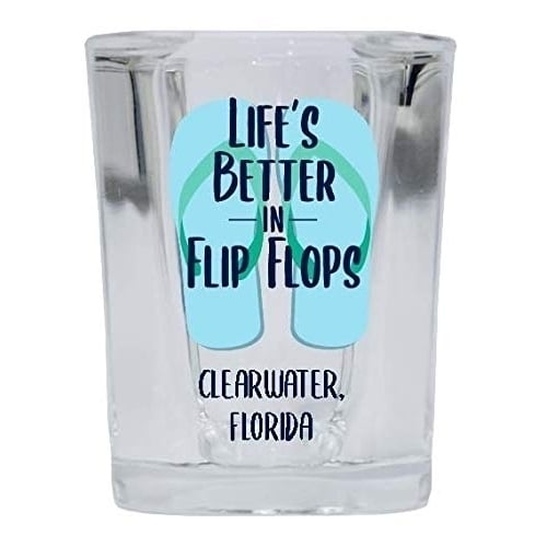 Clearwater Florida Souvenir 2 Ounce Square Shot Glass Flip Flop Design 4-Pack Image 1