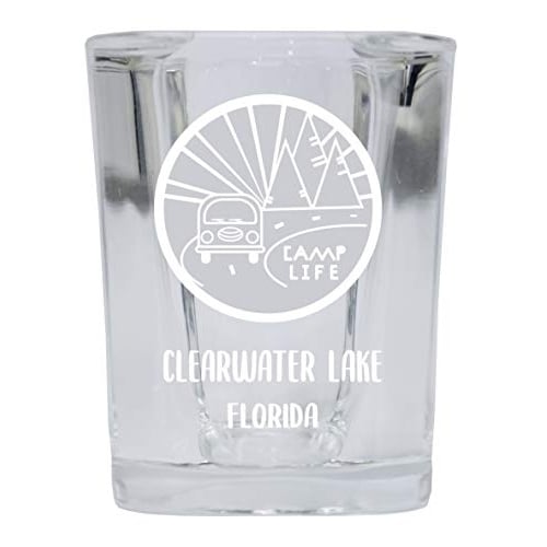 Clearwater Lake Florida Souvenir Laser Engraved 2 Ounce Square Base Liquor Shot Glass 4-Pack Camp Life Design Image 1