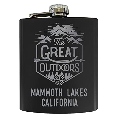 Mammoth Lakes California Laser Engraved Explore the Outdoors Souvenir 7 oz Stainless Steel 7 oz Flask Black Image 1