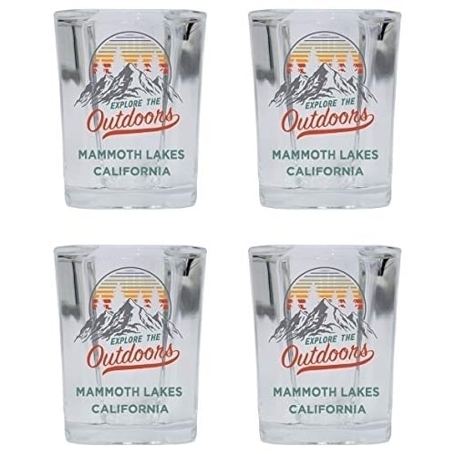 Mammoth Lakes California Explore the Outdoors Souvenir 2 Ounce Square Base Liquor Shot Glass 4-Pack Image 1