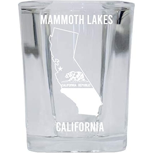 Mammoth Lakes California Laser Etched Souvenir 2 Ounce Square Shot Glass State Flag Design Image 1