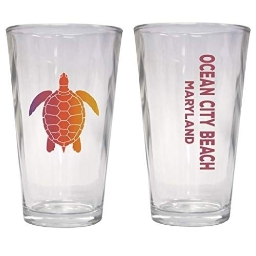 Ocean City Beach Maryland Souvenir 16 oz Pint Glass Turtle Design Image 1