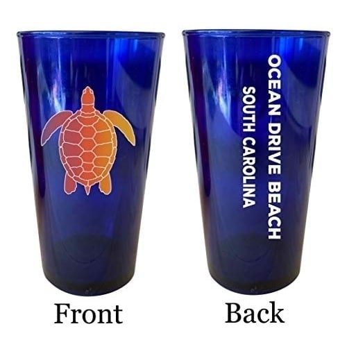 Ocean City Beach Maryland Souvenir 16 oz Blue Plastic Pint Glass 4-Pack Image 1