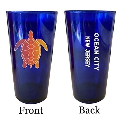 Ocean City Maryland Souvenir 16 oz Blue Plastic Pint Glass 4-Pack Image 1