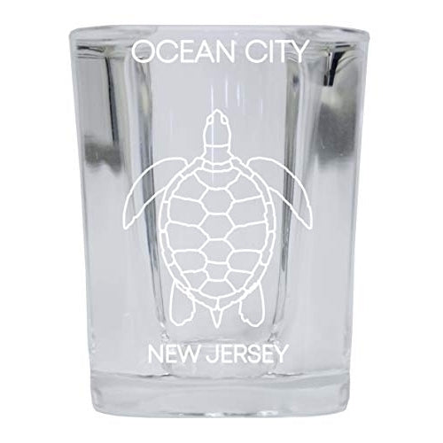 Ocean City Maryland Souvenir 2 Ounce Square Shot Glass laser etched Turtle Design Image 1