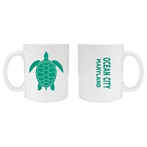 Ocean City Maryland Souvenir White Ceramic Coffee Mug 2 Pack Turtle Design Image 1