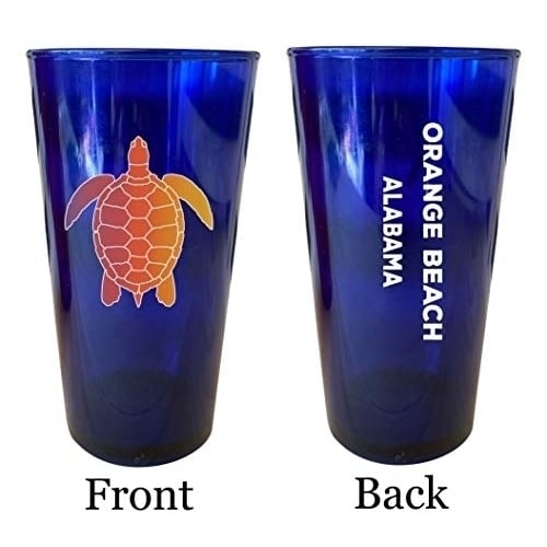 Orange Beach Alabama Souvenir 16 oz Blue Plastic Pint Glass 4-Pack Image 1