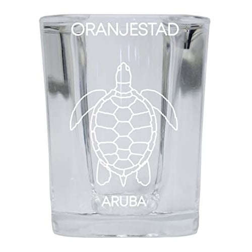 Orange Beach Alabama Souvenir 2 Ounce Square Shot Glass laser etched Turtle Design Image 1