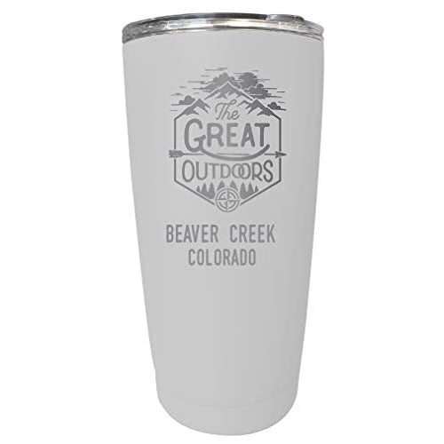 R and R Imports Beaver Creek Colorado Etched 16 oz Stainless Steel Insulated Tumbler Outdoor Adventure Design White Image 1