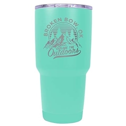 Broken Bow Oklahoma Souvenir Laser Engraved 24 oz Insulated Stainless Steel Tumbler Seafoam. Image 1