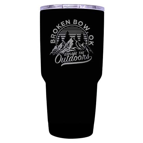 Broken Bow Oklahoma Souvenir Laser Engraved 24 oz Insulated Stainless Steel Tumbler Black. Image 1