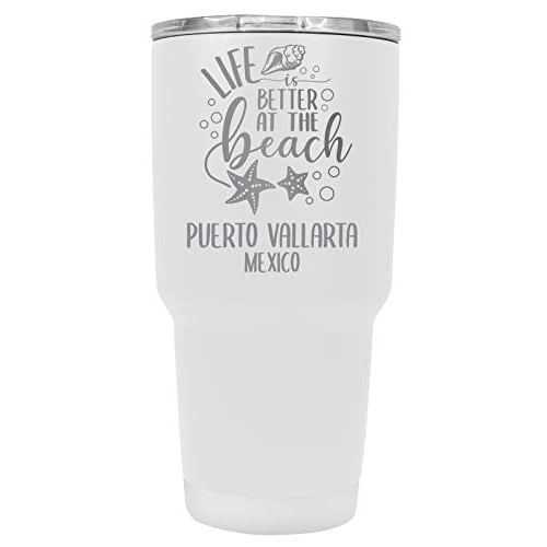 Puerto Vallarta Mexico Souvenir Laser Engraved 24 Oz Insulated Stainless Steel Tumbler White White. Image 1