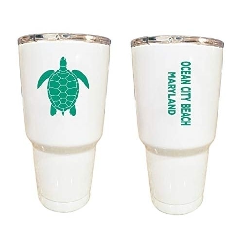 Ocean City Beach Maryland Souvenir 24 oz Insulated Stainless Steel Tumbler White White. Image 1