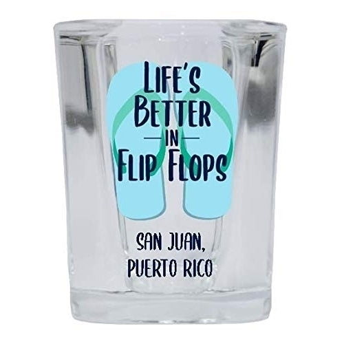 San Juan Puerto Rico Souvenir 2 Ounce Square Shot Glass Flip Flop Design Image 1