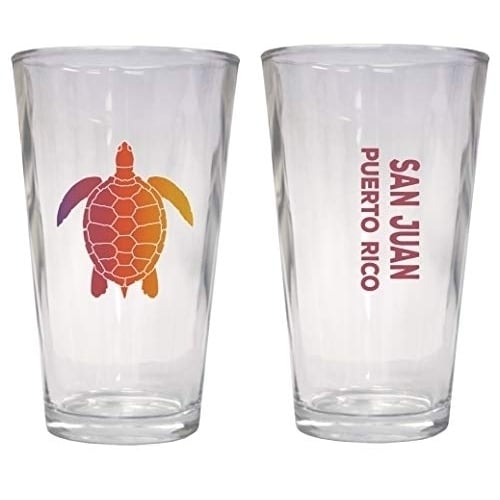 San Juan Puerto Rico Souvenir 16 oz Pint Glass Turtle Design Image 1