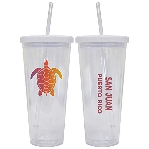 San Juan Puerto Rico Souvenir 24 oz Reusable Plastic Tumbler With Straw and Lid Image 1