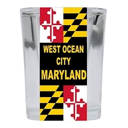 West Ocean City Maryland 2 Ounce Square Shot Glass Image 1