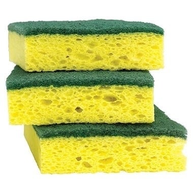 Heavy Duty Scrubber Sponge, 2.5 X 4.5, 0.9 Thick, Yellow & Green, 3 Pk, 24 Ct Image 3