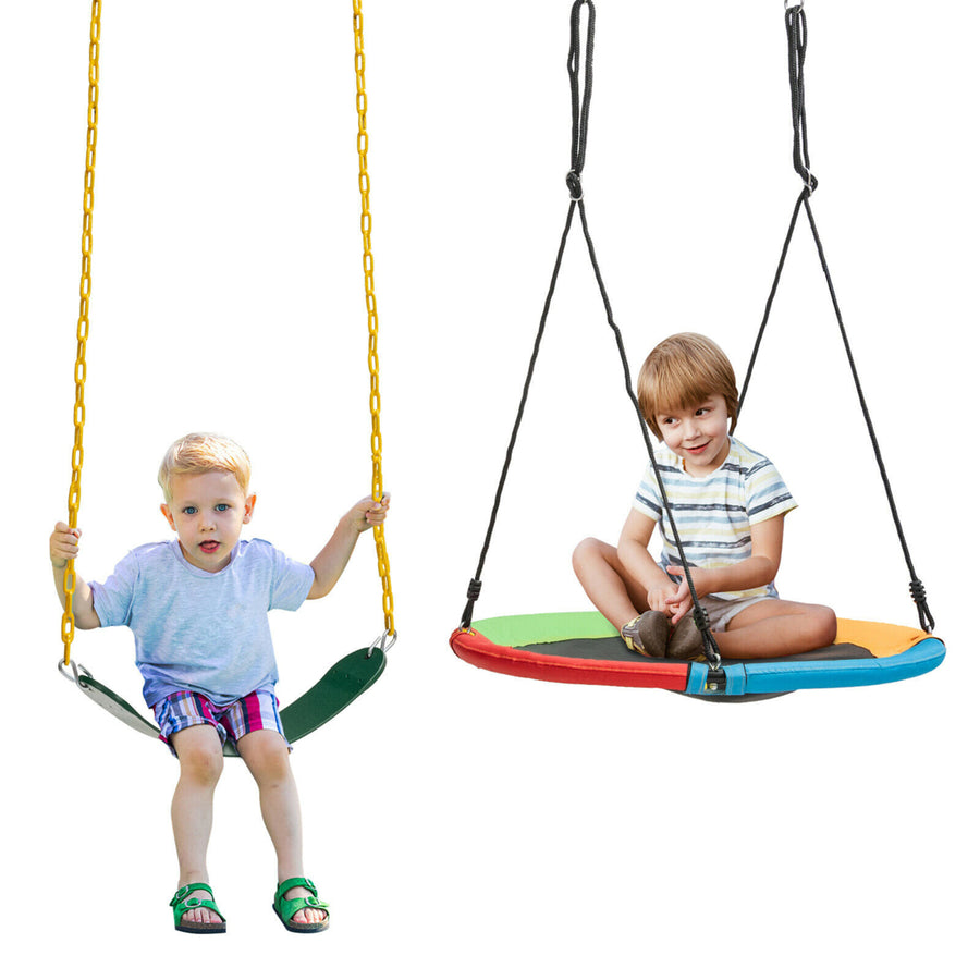 2-Pack Swing Set Swing Seat Replacement and Saucer Tree Swing for Indoor and Outdoor Image 1