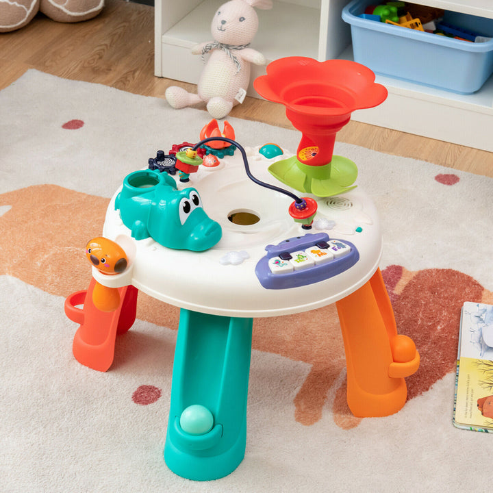 Baby Toys Age 12+ Months Music Activity Table Toddler Learn Table w/ Light and Songs Image 3