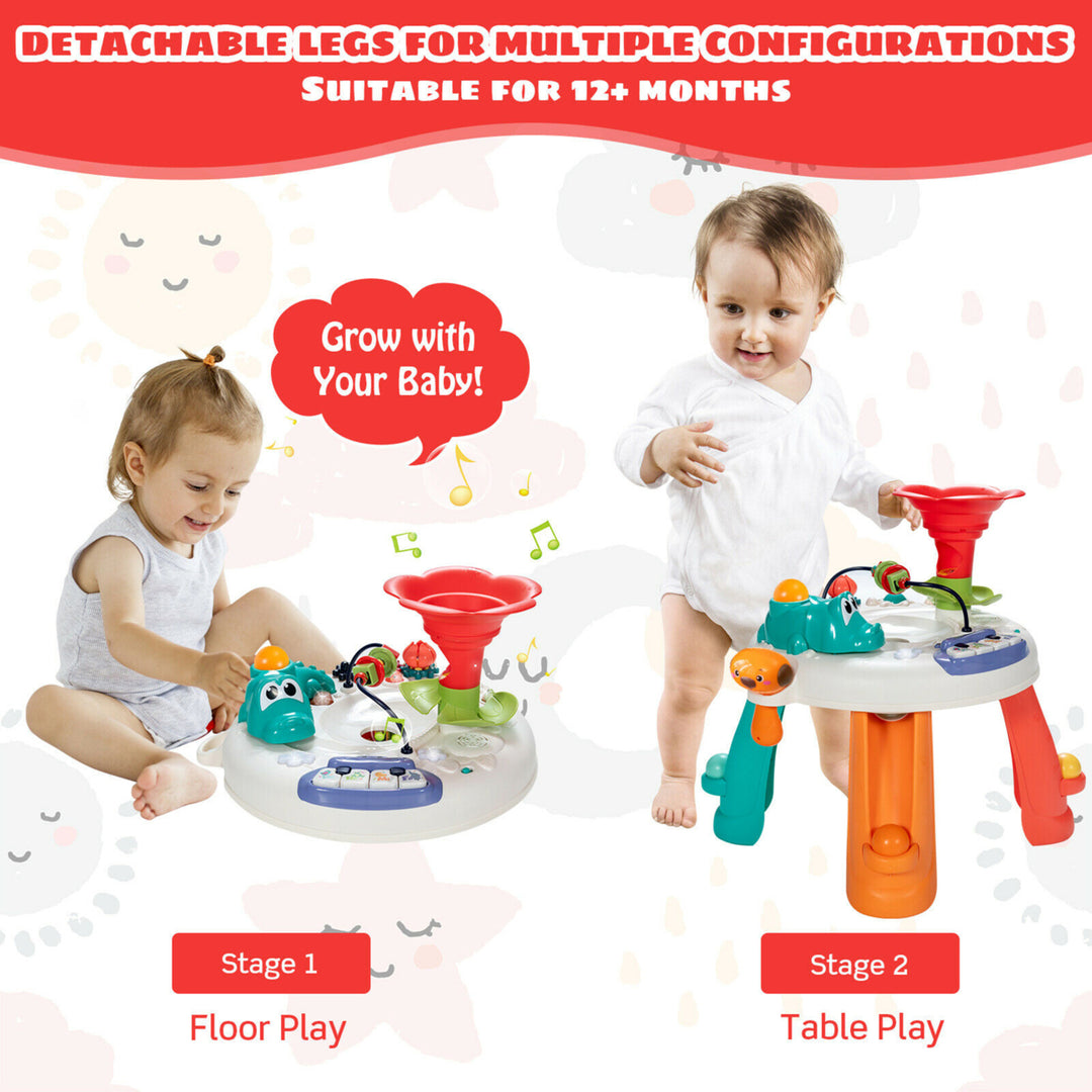 Baby Toys Age 12+ Months Music Activity Table Toddler Learn Table w/ Light and Songs Image 4