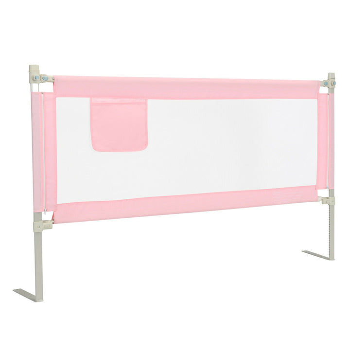 Gymax 69.5 Bed Rails for Toddlers Vertical Lifting Baby Bed Rail Guard with Lock Grey / Pink Image 2