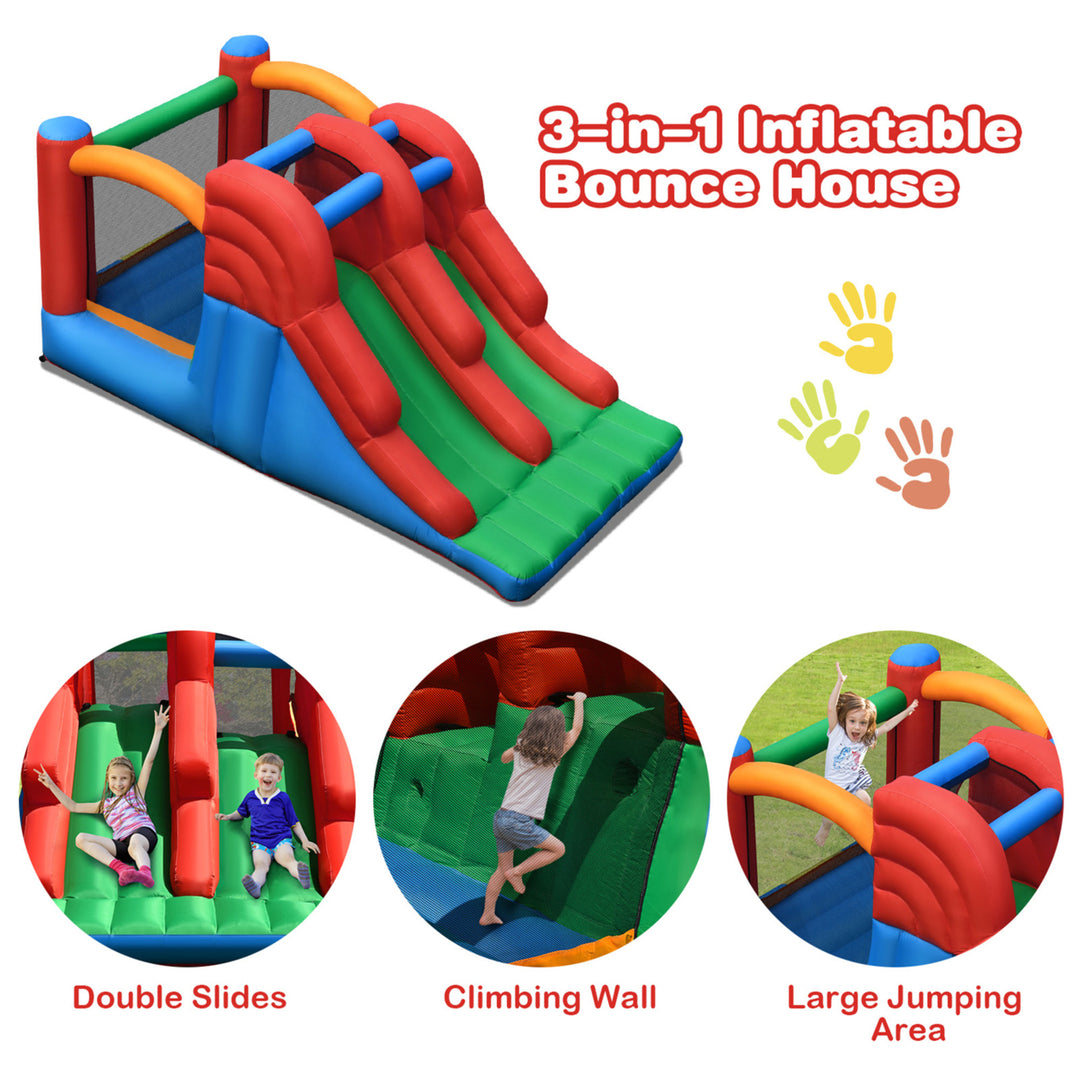 Inflatable Double Slide Bounce House Bouncy Castle w/ 480W Blower Image 6