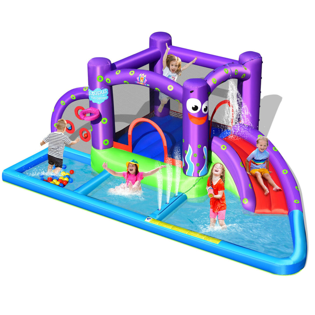 Inflatable Water Slide Castle Kids Bounce House w/ Octopus Style Blower Excluded Image 1