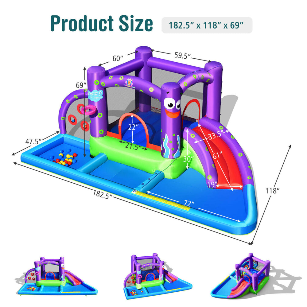 Inflatable Water Slide Castle Kids Bounce House w/ Octopus Style Blower Excluded Image 2