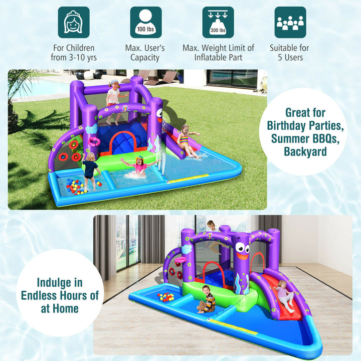 Inflatable Water Slide Castle Kids Bounce House w/ Octopus Style Blower Excluded Image 4