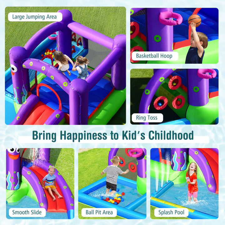 Inflatable Water Slide Castle Kids Bounce House w/ Octopus Style Blower Excluded Image 6