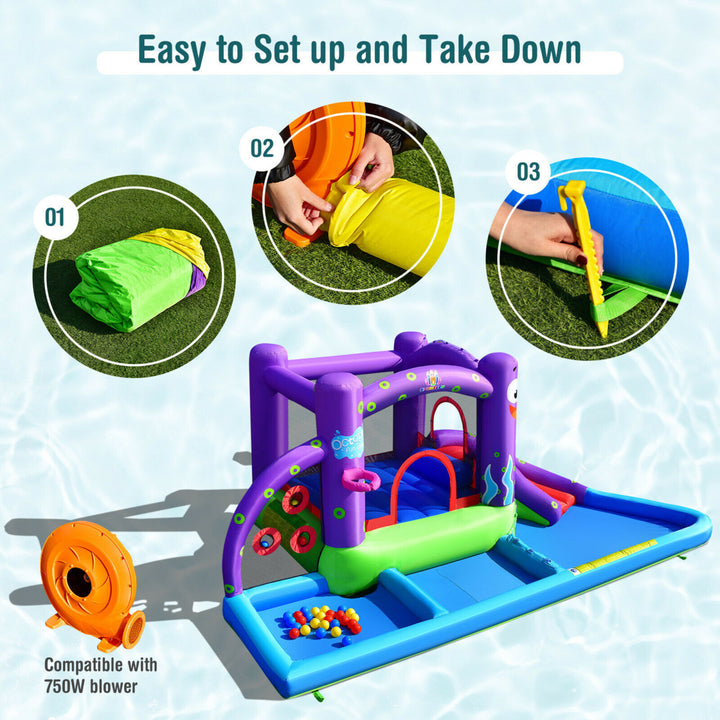 Inflatable Water Slide Castle Kids Bounce House w/ Octopus Style Blower Excluded Image 7