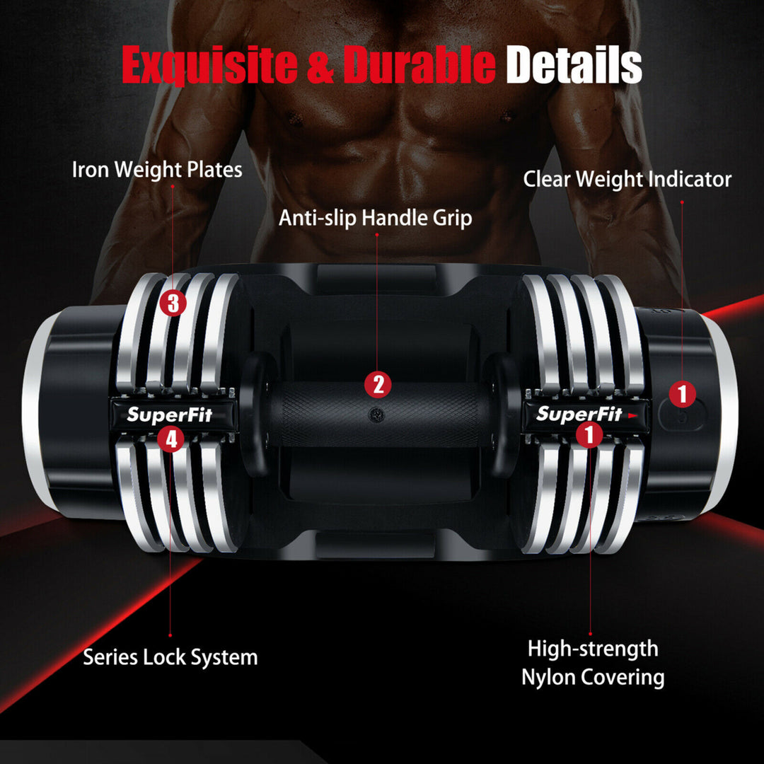 5-in-1 25Lbs Weight Adjustable Dumbbell W/Anti-Slip Fast Adjust Turning Handle Image 4
