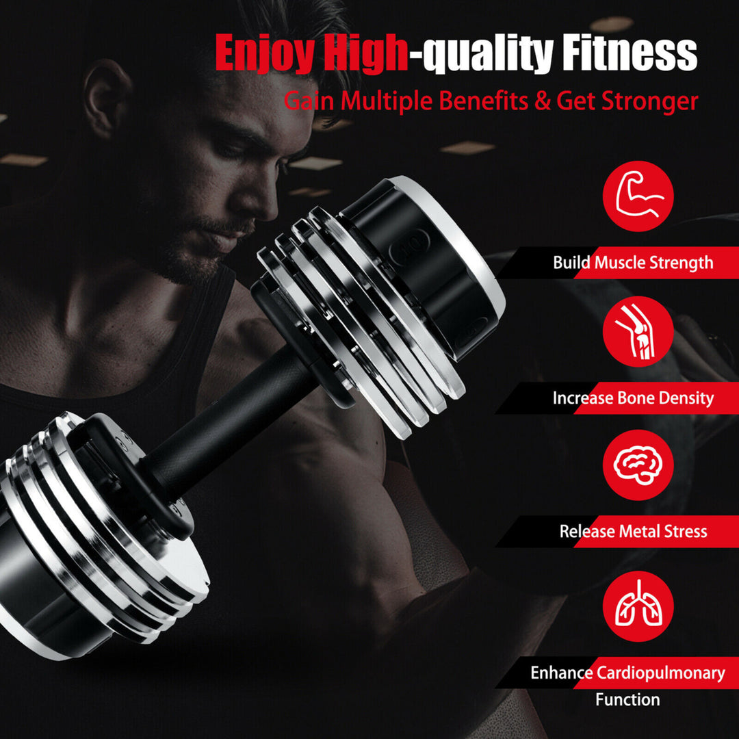 5-in-1 25Lbs Weight Adjustable Dumbbell W/Anti-Slip Fast Adjust Turning Handle Image 7