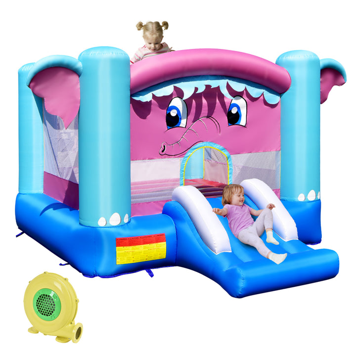 Inflatable Bounce House 3-in-1 Elephant Theme Inflatable Castle w/ 480W Blower Image 1